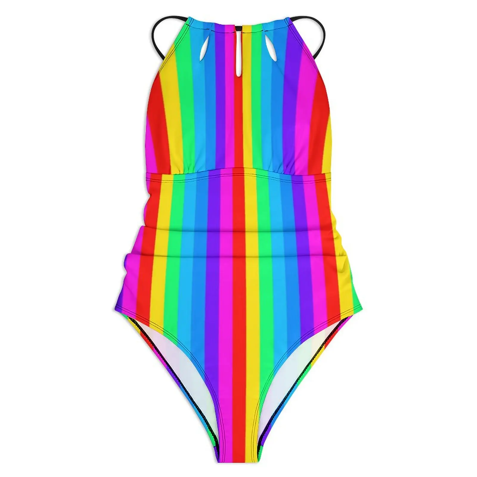 Rainbow Stripes Swimsuit Sexy Colorful Pattern Ladies Swimwear One-Piece Fantasy Swimsuits Holiday Surf Push Up Bathing Suits