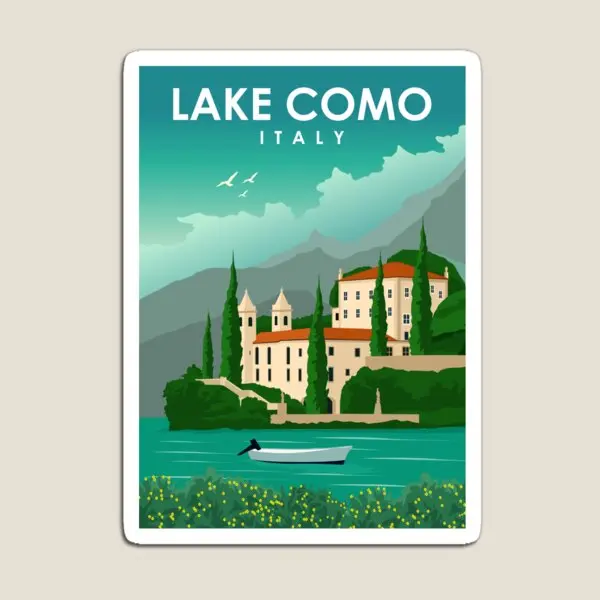 Lake Como Italy Vintage Minimal Retro Tr  Magnet Magnetic Home Holder for Fridge Organizer Baby Cute Decor Toy Kids Stickers