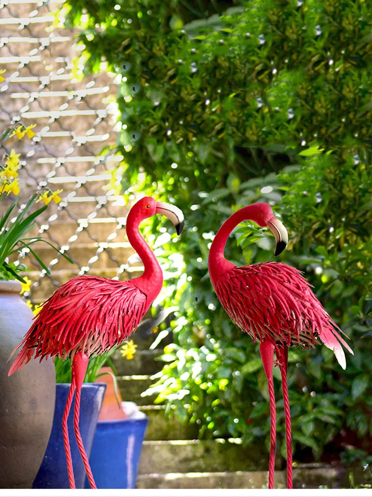 

Outdoor Garden Decoration Iron Flamingo Statues Exterior Gardening Orchard And Vegetable Patch Deco For Country House Sculptures