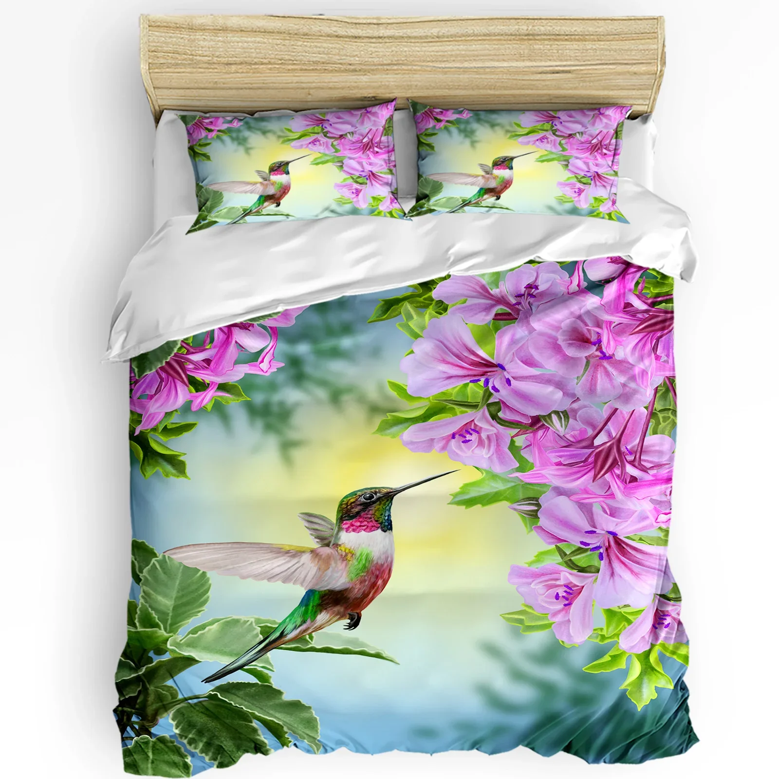 

Plant Flower Hummingbirds Bedding Set 3pcs Boys Girls Duvet Cover Pillowcase Kids Adult Quilt Cover Double Bed Set Home Textile