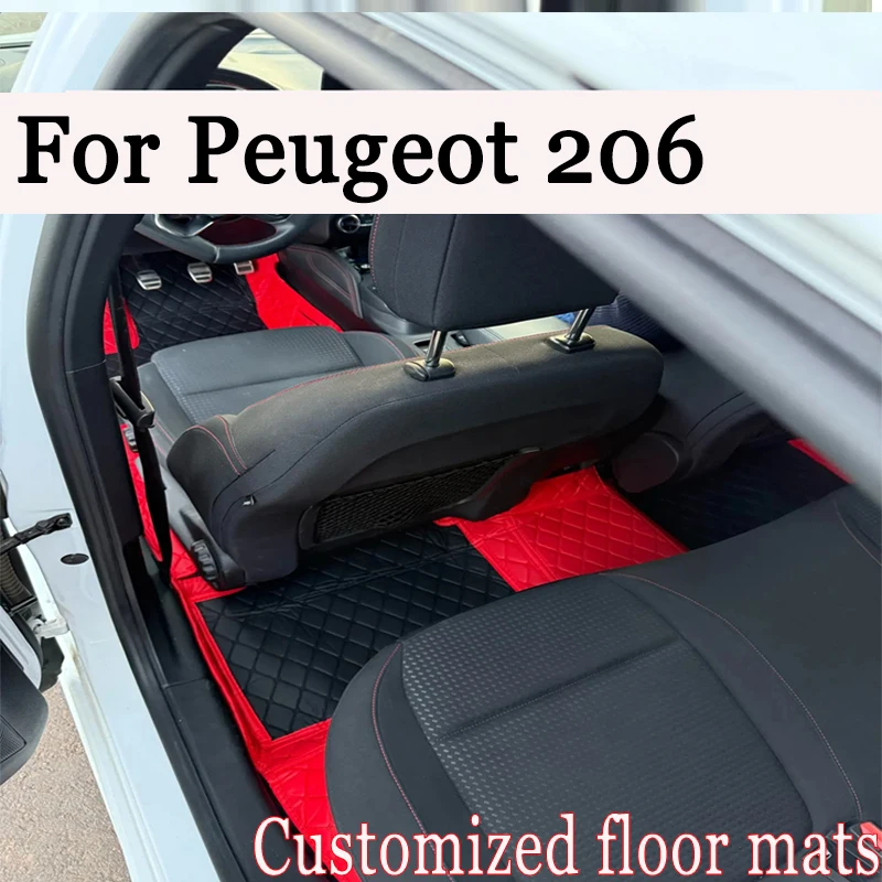 Car Floor Mats For Peugeot 206 206+ 1998~2013 Carpets Rugs Luxury Leather Mat Interior Parts Car Accessories 1999 2000 2001 2002