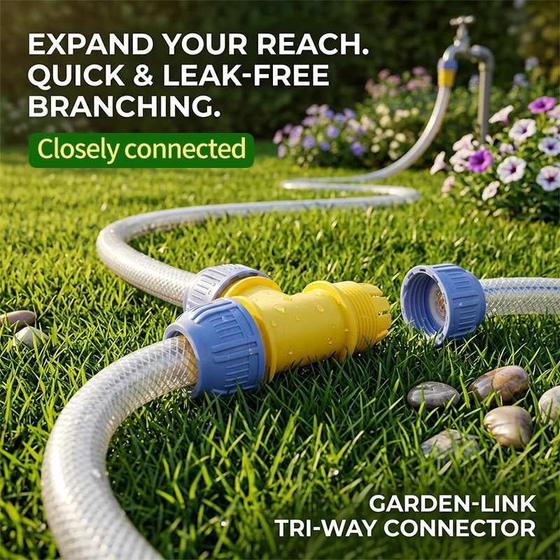 6-point three-way water hose connector adapter, flexible water pipe adapter, 6-point water pipe diversion extension connector