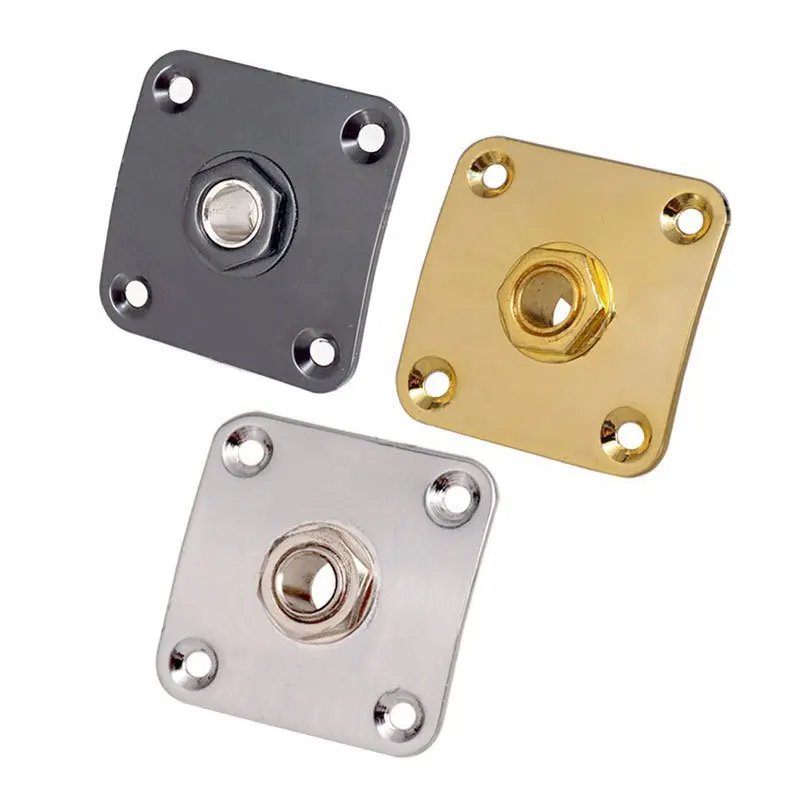 Jack quadrato in lamiera metallica per chitarra elettrica, presa di uscita audio, connessione base presa, accessori professionali