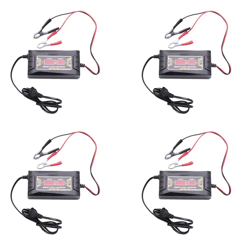 

4X Son-1210D+ LCD Smart Fast Lead-Acid Battery Charger 12V 10A For Car Motorcycle EU Plug