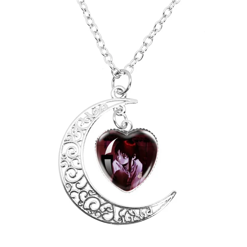 Serial Experiments Lain 20mm Glass Moon Pendant Necklaces God of the Wired Lain Iwakura Accessories Jewelry Cosplay Fans Gift