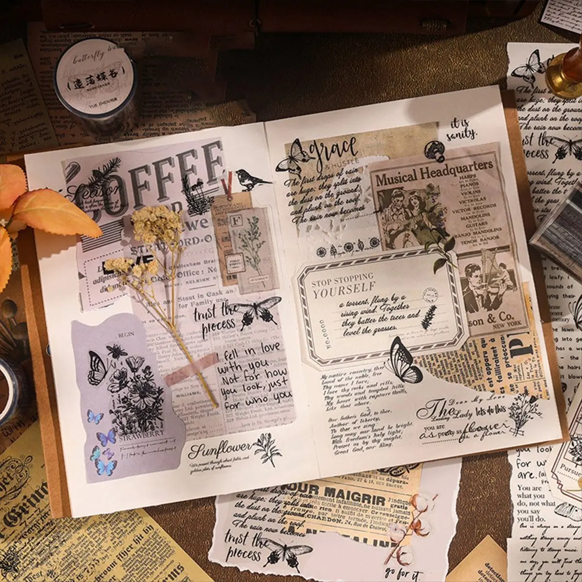 HOT Retro English Alphabet Collage Decorative Tape DIY Notebook Material Notebook Material Sticker A