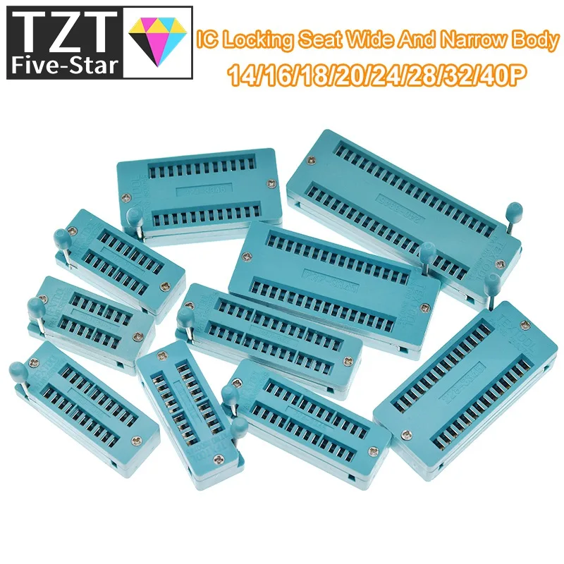 1pcs/lot 14 16 18 20 24 28 32 40 P Pin 2.54 MM Green DIP Universal ZIF IC Socket Test Solder Type IC lock seat zif socket