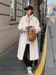 Apricot Colored Fur One-piece Coat For Women Winter 2024 Imitation Mink Plush Long Thick Environmentally Friendly Fur Coat