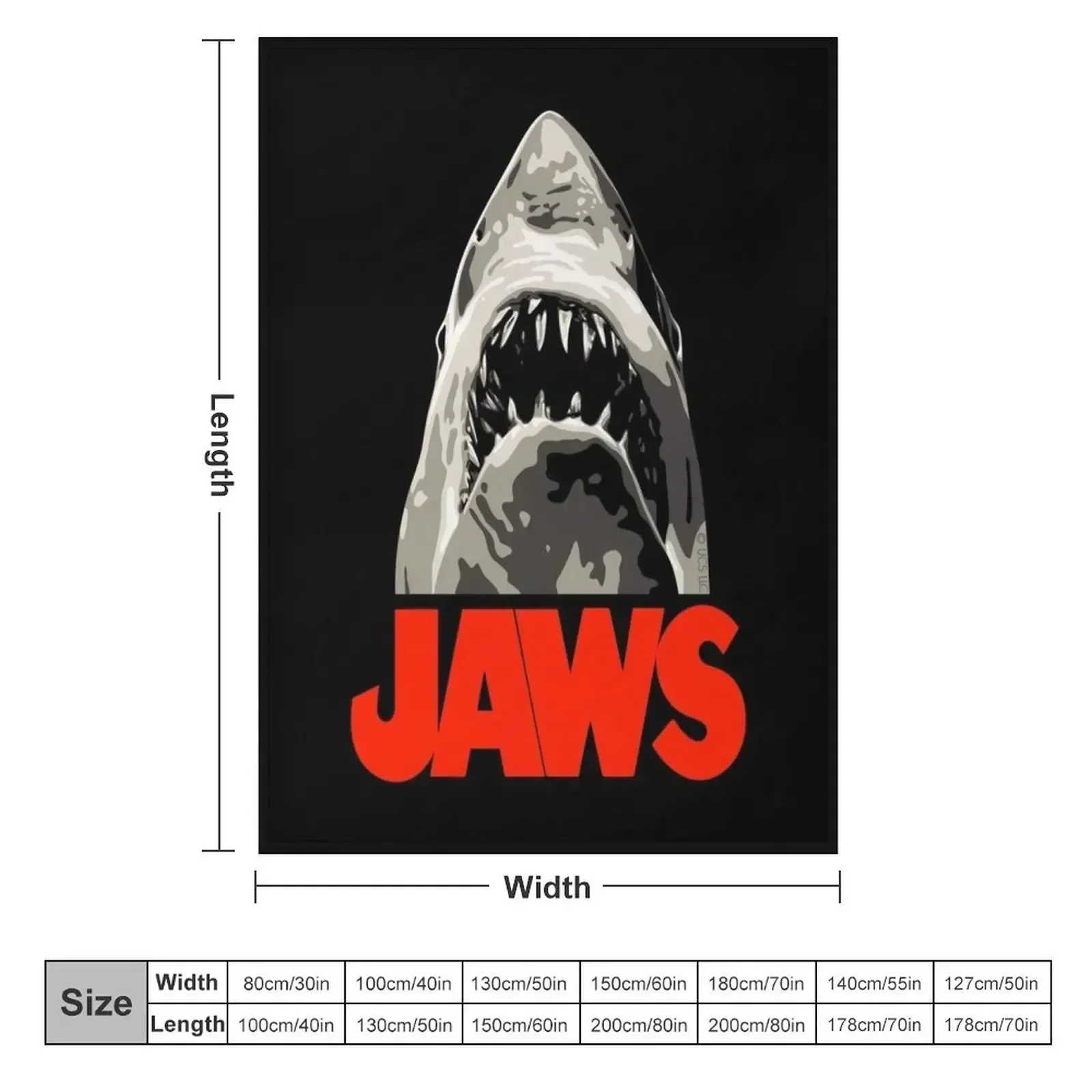 JAWS - Great White Shark Throw Blanket couch cozy soft plush fuzzy picnic outdoor blanket