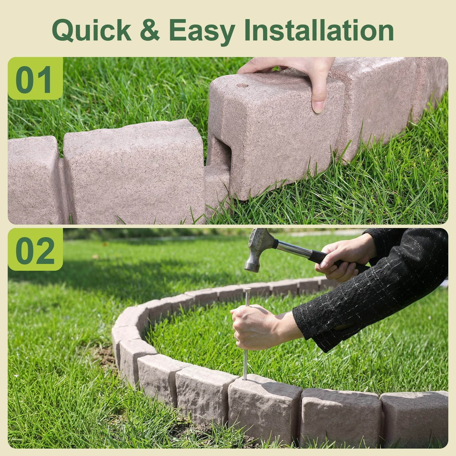 

Пластиковый садовый бордюр для газона, каменная окантовка с 24 шипами (12 шт.) для самостоятельного ландшафтного дизайна двора и сада