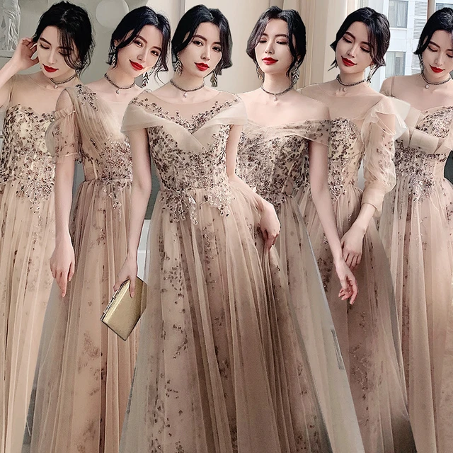 Simple Magnificent Boat Neck Bridesmaid Dresses New Fairy Wedding Length Style Dresses Korean Style Slim Evening Dress For Women AliExpress
