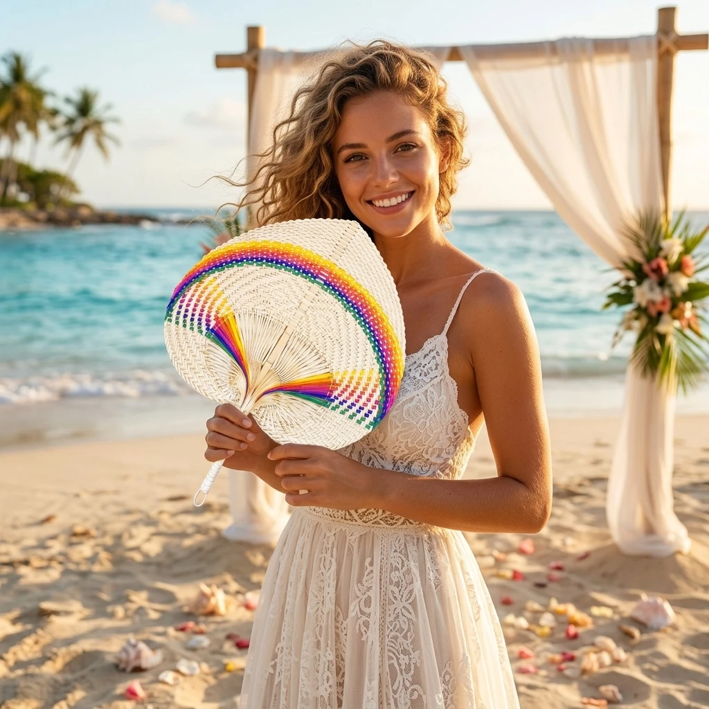 10-24Pcs Wedding Decor Fans Bamboo Raffia Hand Fan for Guest Hand Weaving Fan for Summer Cooling Wall Decor Party Favor