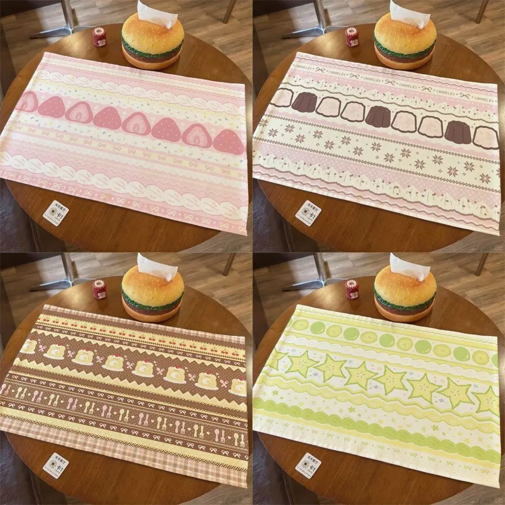 Vintage Strawberry Cake Desk Pad Linen-cotton Non-Slip Photo Props Gift Cartoon Table Mat Desktop Decoration