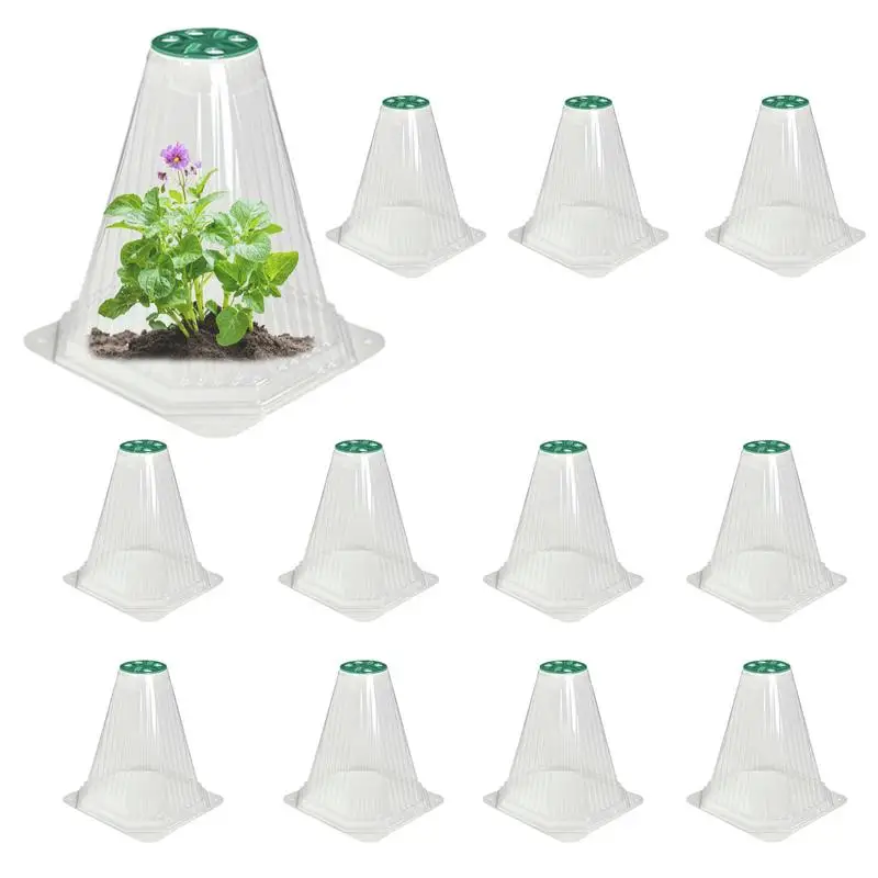 Plant Cover Outdoor 12 Pieces Reusable Vegetable Cover Plant Bell Cover Garden Cloches With Adjustable Ventilation Top For