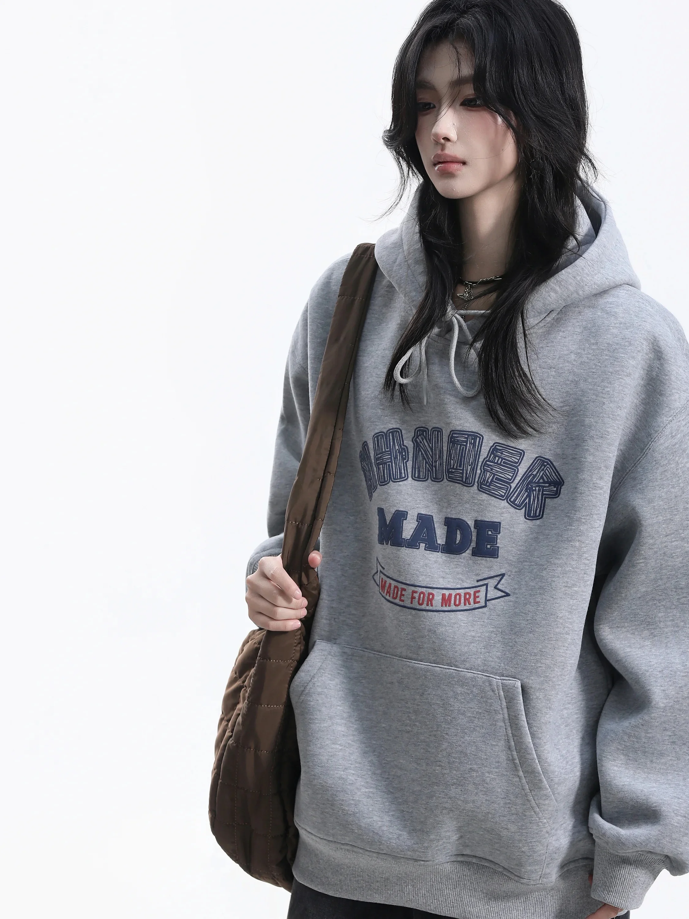Vintage Style Oversized Hoodie Women's Loose Fit Printed Graphic Neutral Style Long Sleeve Cotton Polyester Blend Hoodie
