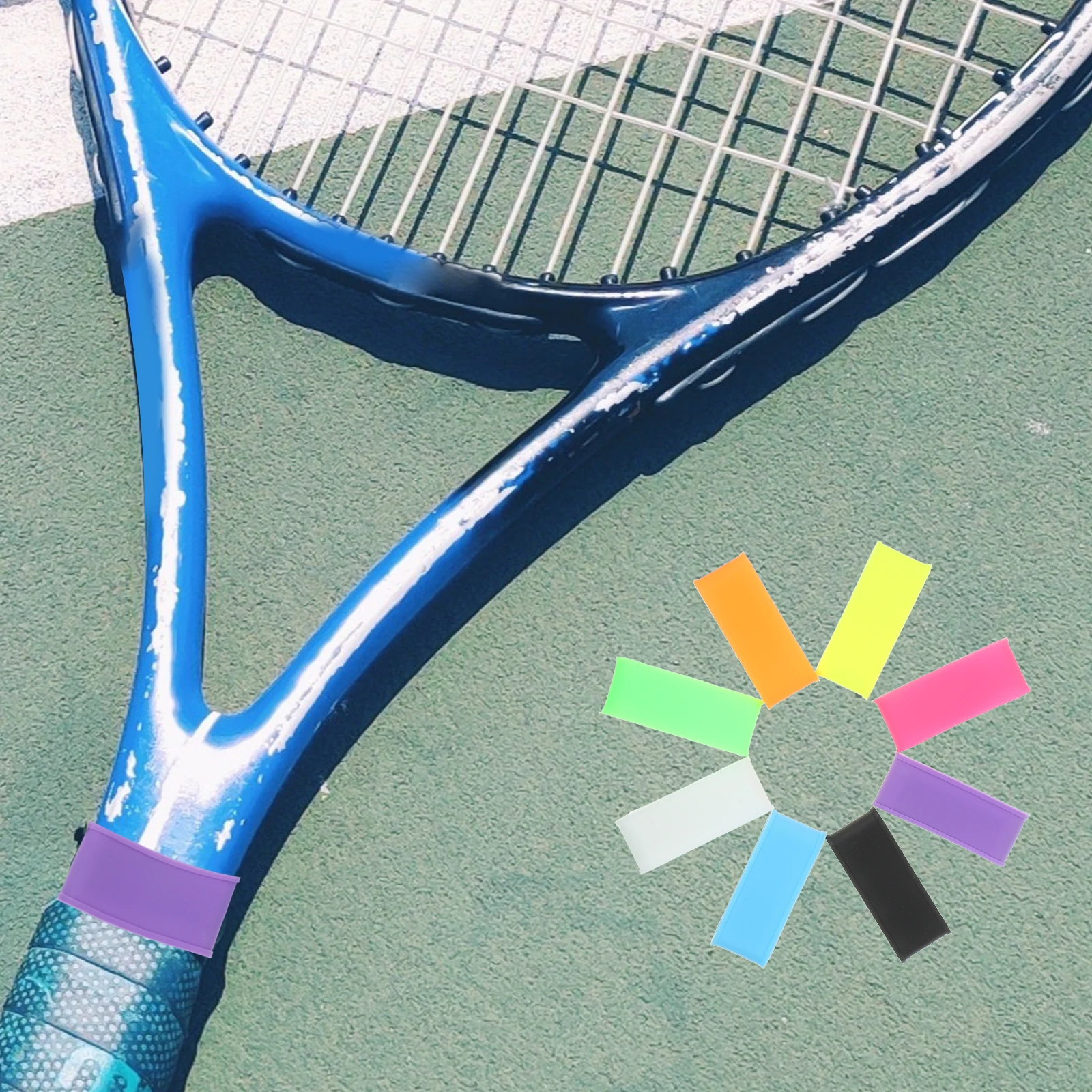 

16pcs Anti-Slip Racket Grip Rings Reusable Silicone Overgrip Protector For Tennis Badminton Bike Fishing Handlebar Racket