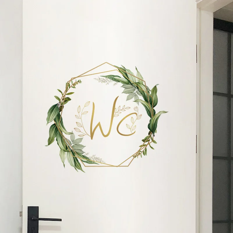 Flowers Men and Women WC Wall Sticker for Bathroom Decoration PVC Home Decals Waterproof Poster Door Stickers Toilet Sign