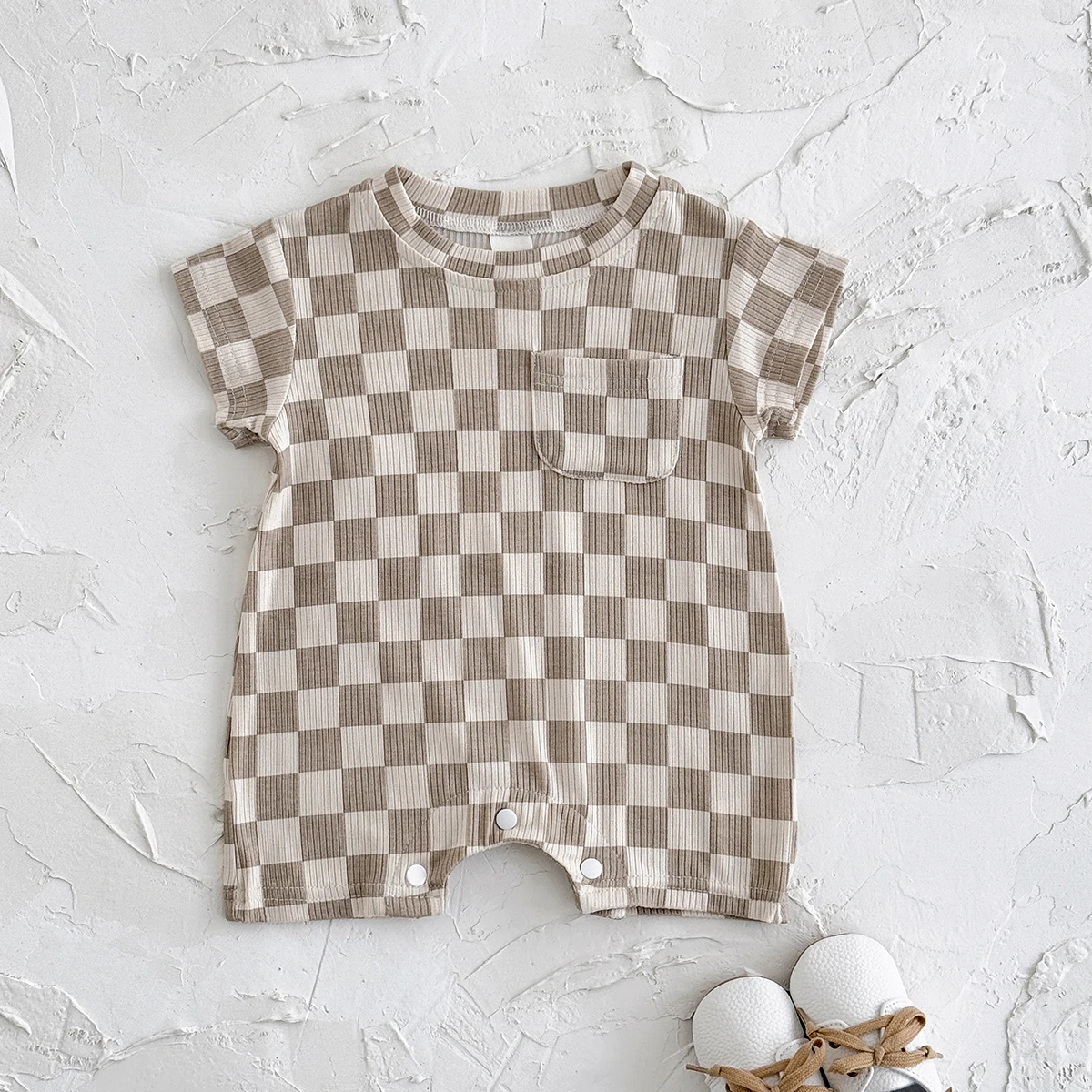 Baby Clothes Newborn Bubble Romper New Short Sleeved  Baby Bodysuits Summer Casual Checkerboard Cute Baby Bodysuits