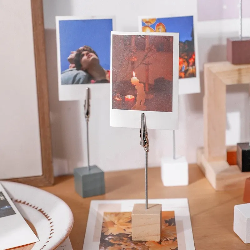 Wooden Memo Clips Holder Picture Holders With Clips for Pictures Card Paper Note Clip