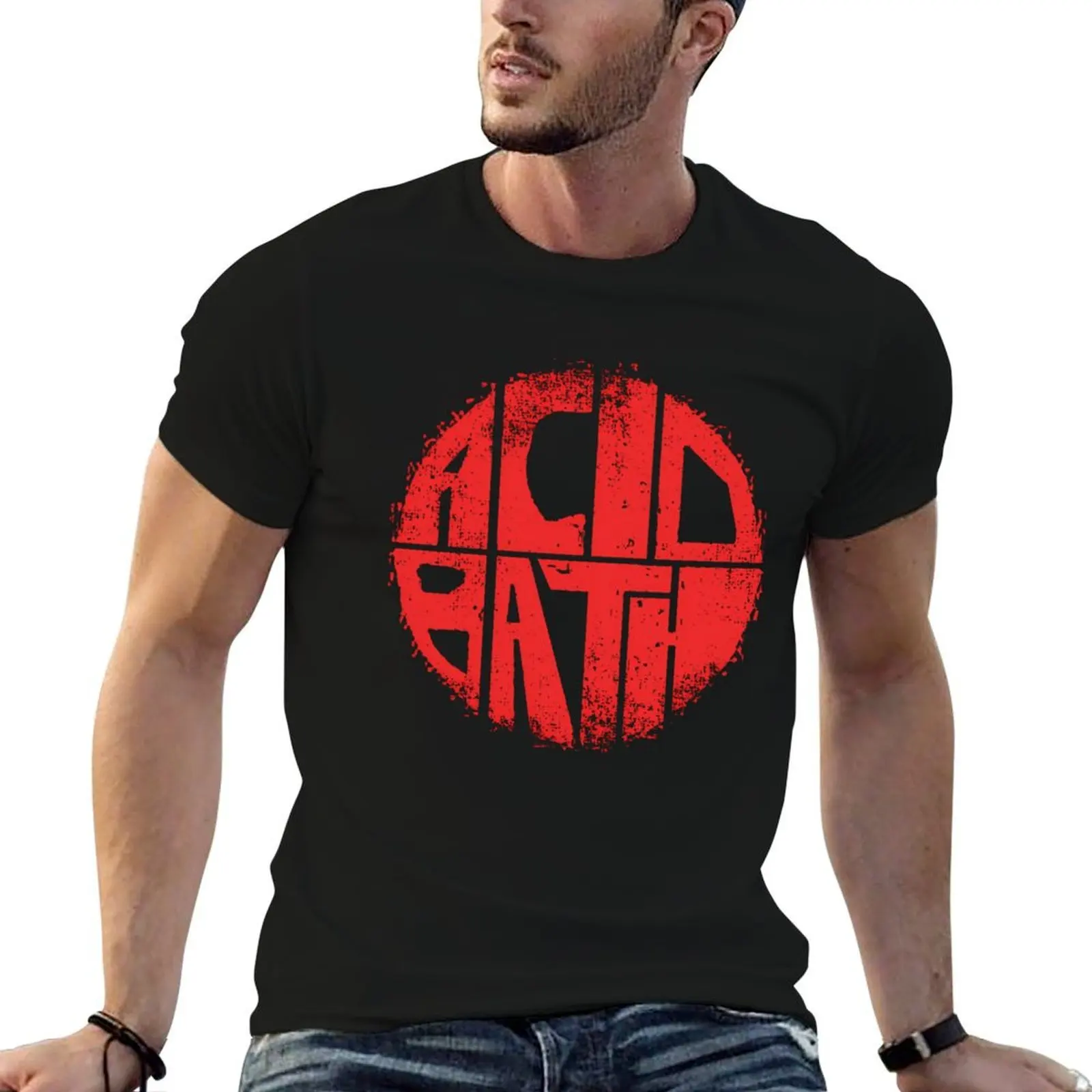 

Red Acid-Bath Band Logo T-Shirt anime t shirts oversize g man t shirts for men man t shirt graphic T-shirt