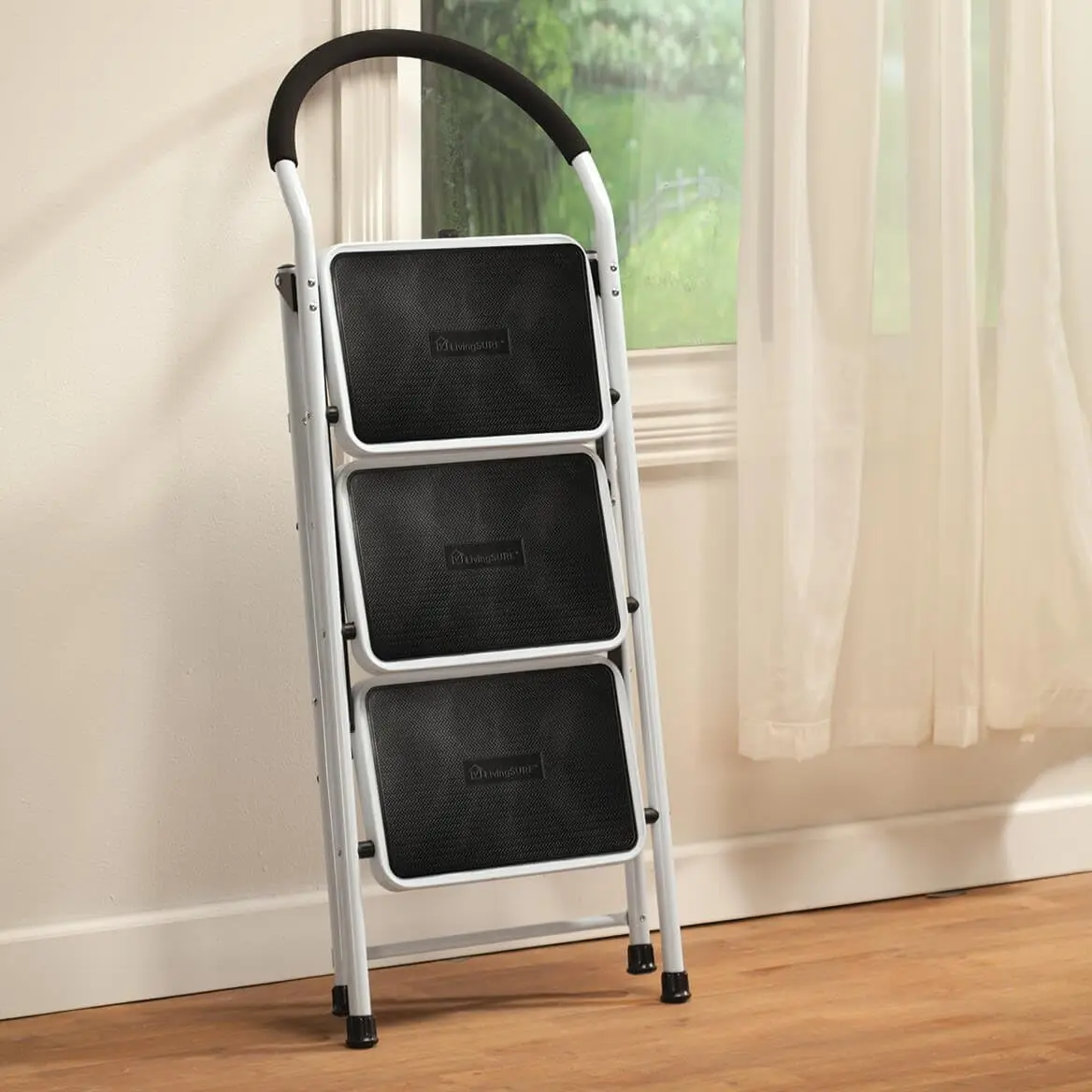 Step Ladder Stool Combo with Handgrip, Anti-Slip Folding Step Stool, Extra Wide Pedal Step Sturdy Household Ladder, Comfortable