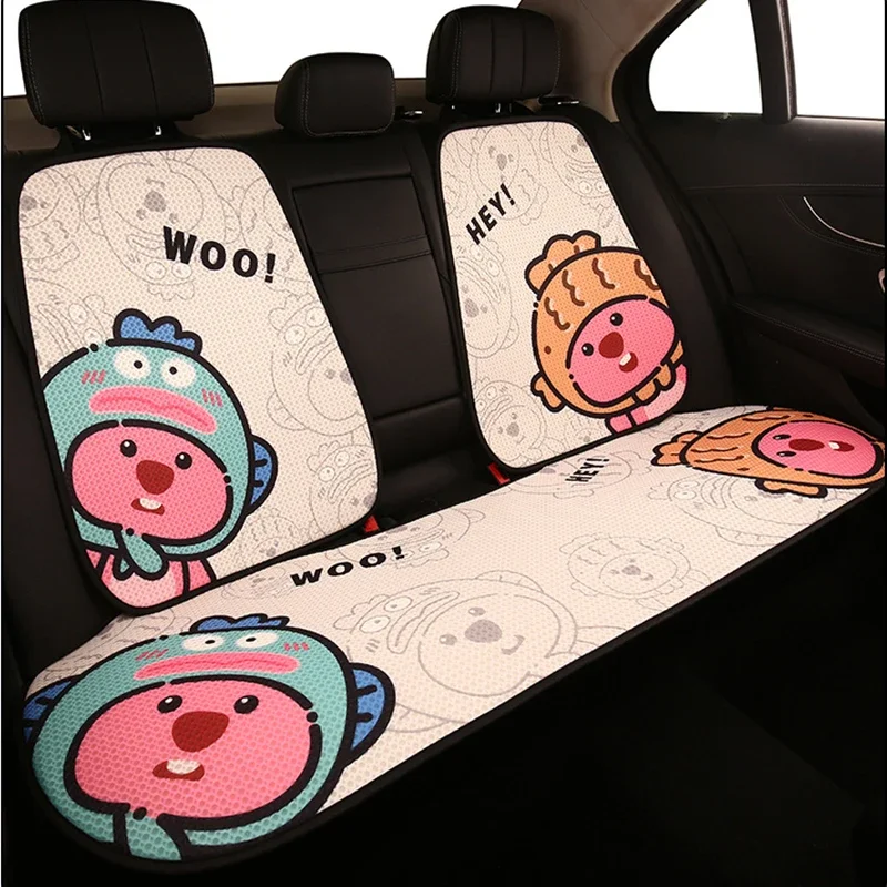 New Cartoon Car Seat Cushion Protector Cute Breathable Ice Silk Fashion Car Seat Cushion Cover Non Sweat Interior Accessories