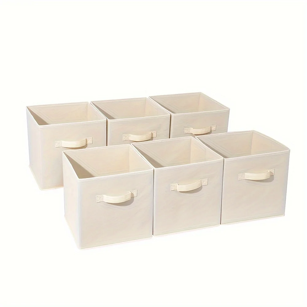 

6pcs Foldable Storage Cubes with Handles, 11" Non-Woven Fabric Organizers for Cabinets, Wardrobes & Home Organization