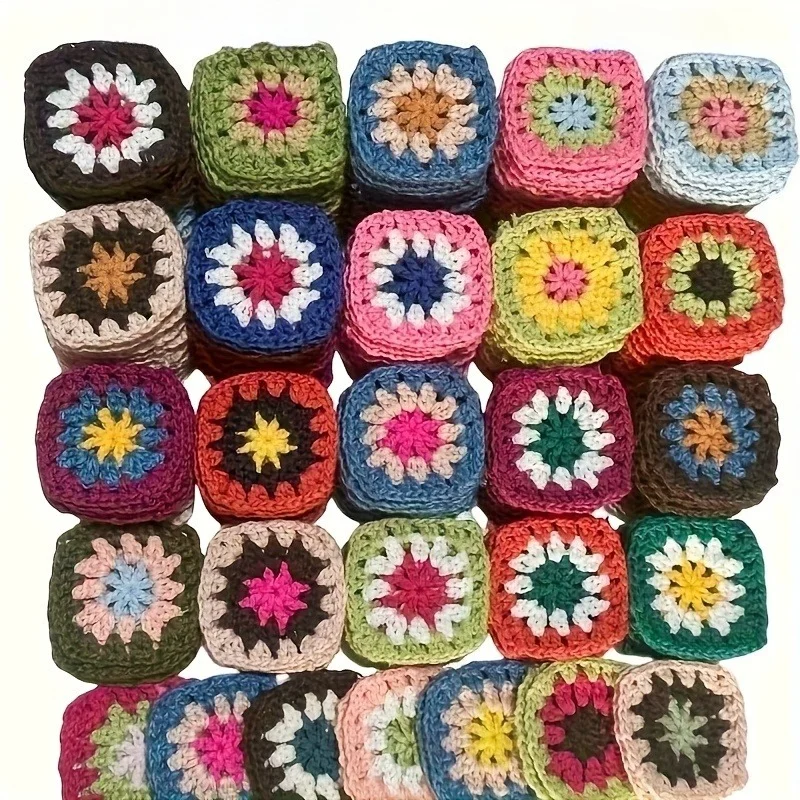 

60/80pcs Bulk Crochet Squares Kit Multicolor Chunky Yarn Craft Set with Complete DIY Granny Squares for Blankets Amigurumi Rugs