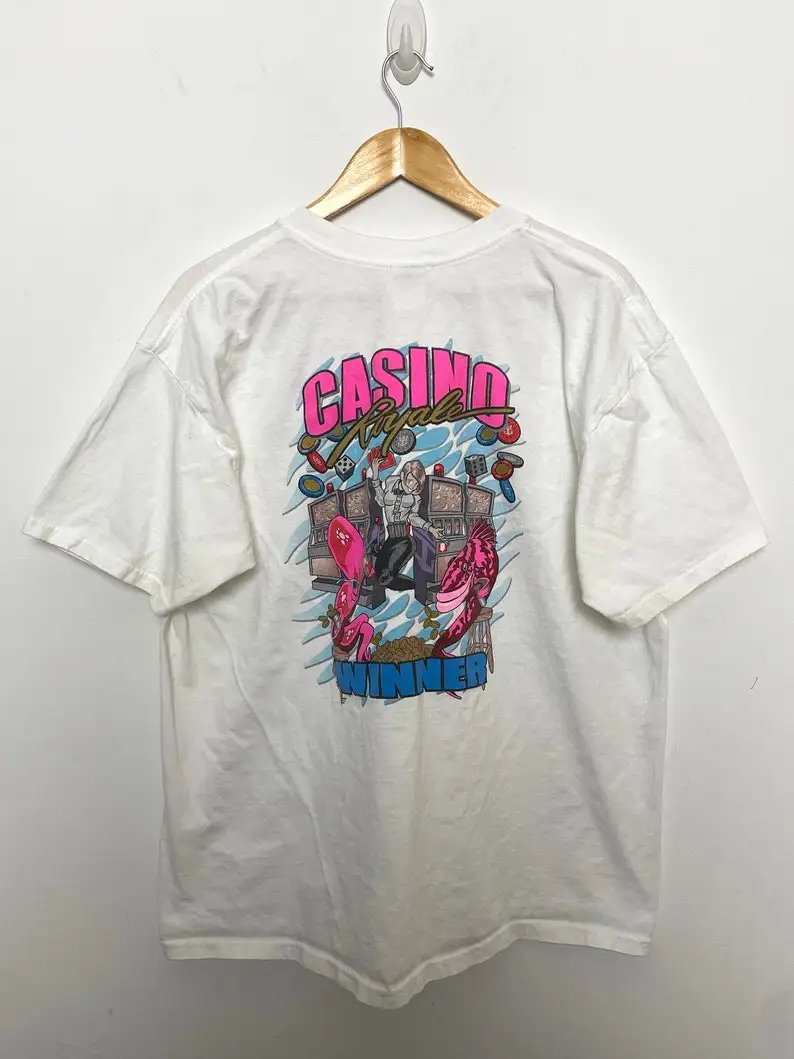 Vintage 1990s Royal Caribbean Casino Winner Royale Slot Machine Graphic Tee Shirt (size adult XL)