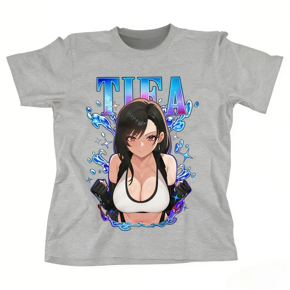 New 2026 Tifa Lockhart FF7 Retro T-shirt - Waifu T-shirt Final Fantasy 7 T-shirt Men's and Women's Summer Fashion Top