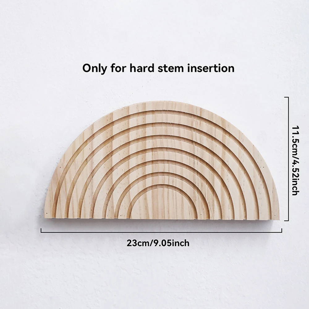 Half Moon Wooden Wall Planter Shelf, Creative Wall Mount Dried Flower Vase, Wooden Wall Decor Craft Display Rack for Home Decor
