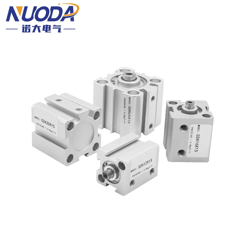 Pneumatic Cylinder SDA 12/16/20/25/32/40/50/63/80/100 Bore Series Double Acting 5-100mm Stroke Compact Thin Air Cylinders