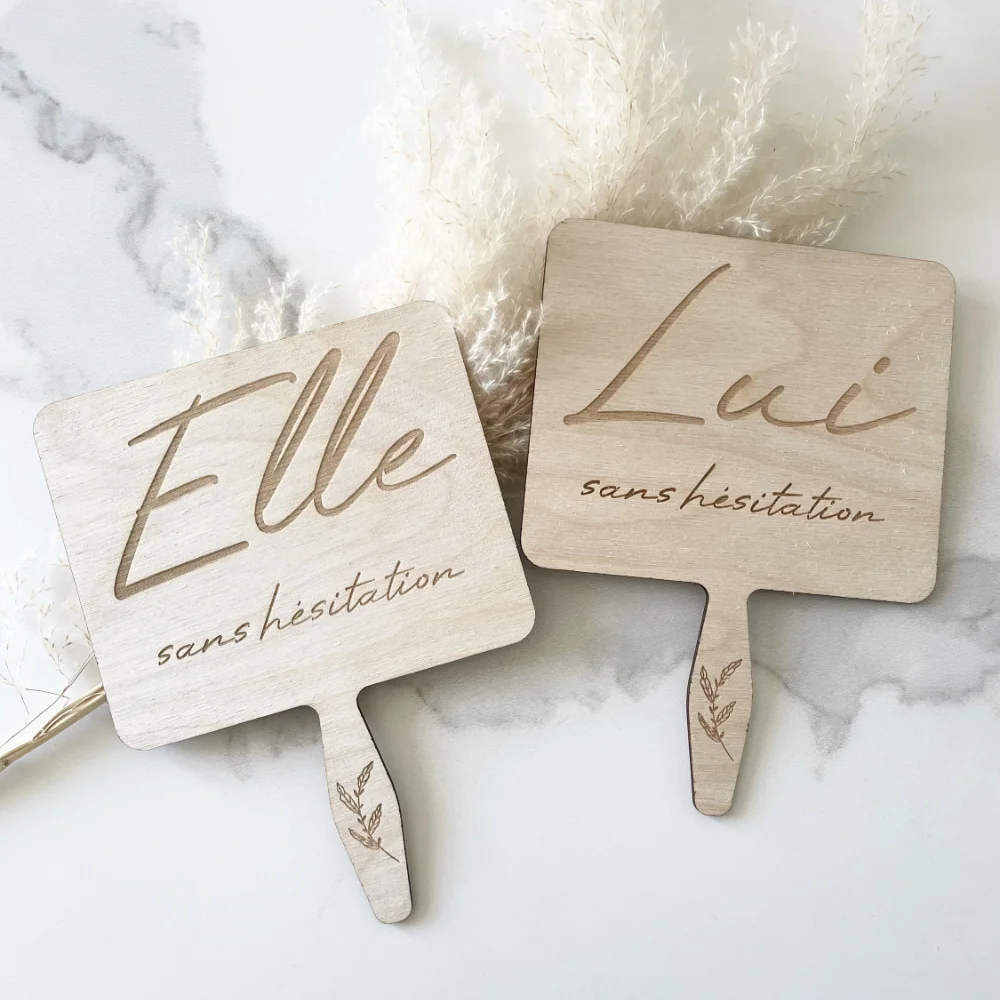 

2pcs Personalized Wooden Name Signs Wedding Bride And Groom Game Activity Her Or Him Signs Entertainment Tool Party Decoration