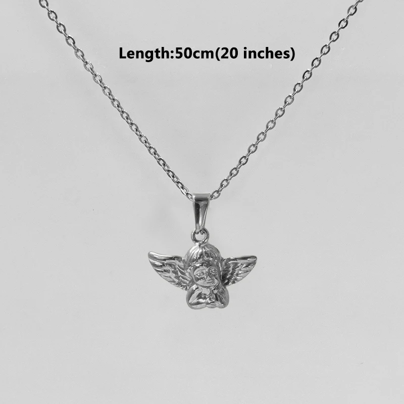 Engelsanhänger aus Edelstahl, Premium-Qualität, anlaufgeschützt, modischer Halsketten-Charm für Damen und Herren – Detail 4