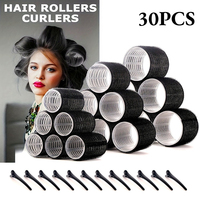 30pcs/Set Heatless Hair Styling Kit Self-Grip Rollers with 18pcs Hair Rollers and 12pcs Clips for DIY Hair Styling Easy To Use