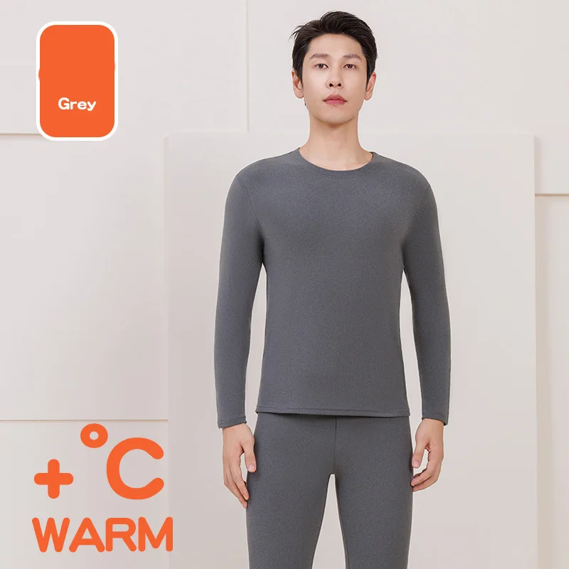 Winter and Spring Warm Underwear Set - Round-neck Base Top for Men - Elasticated Slimming Underwear for Autumn
