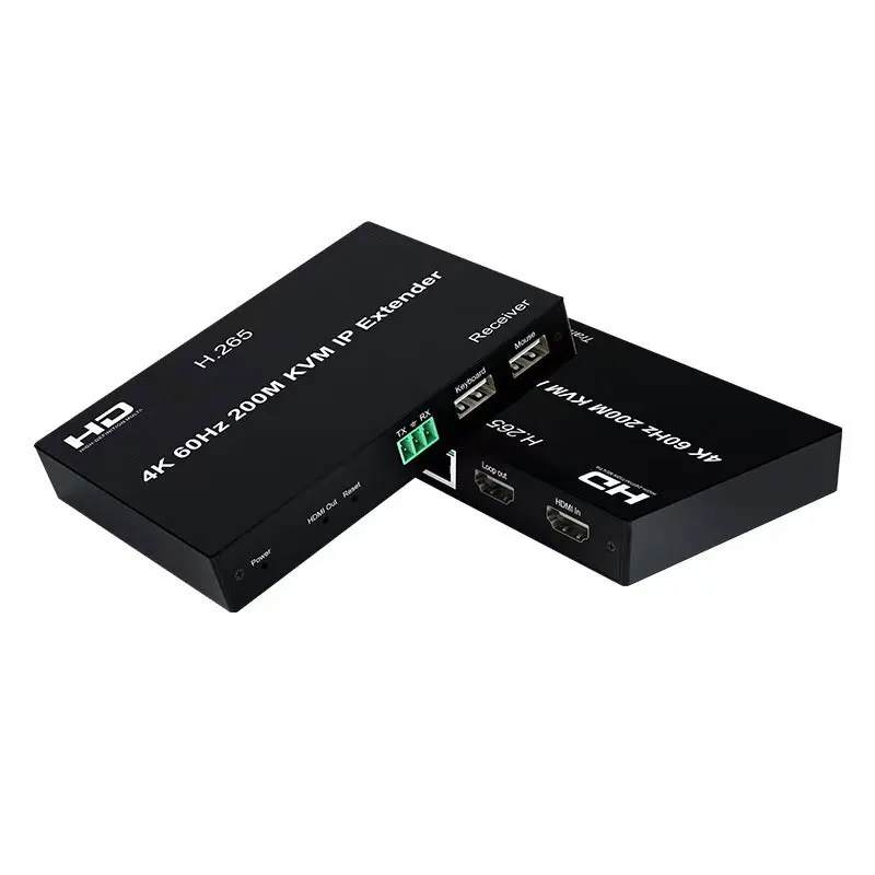 

4K 60Hz 200M KVM IP Extender Over Rj45 CAT6 Cable HDMI-compatible USB Ethernet Extender Support 1 TX to Multi RX/Mouse Keyboard/