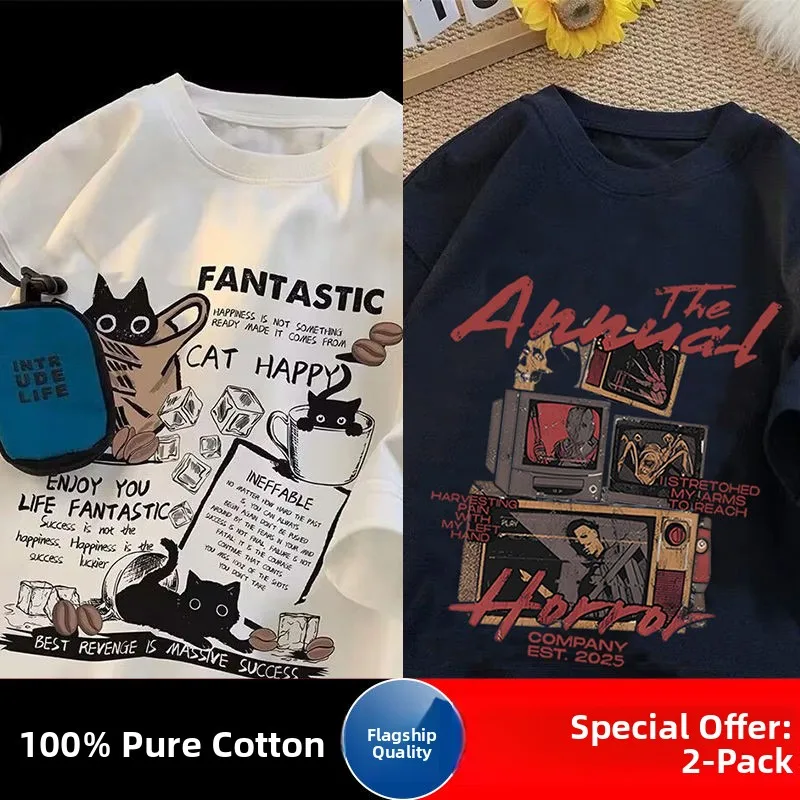 

Футболка из чистого хлопка с коротким рукавом, мужская, летняя, новая модная модель, бренд Hong Kong Sle, ретро, свободный крой, трендовая, с рукавом до локтя, универсальная.