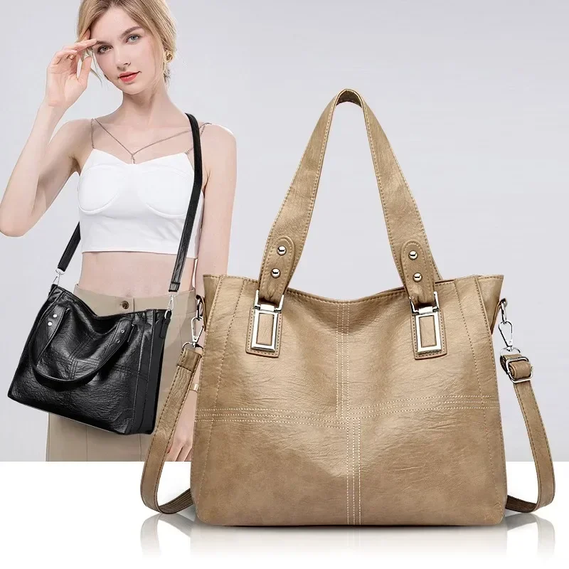 Texture Women\'s Bag 2024 New Trendy Korean Version Soft Leather Women\'s Bag Casual Versatile Single Shoulder Crossbody Bag