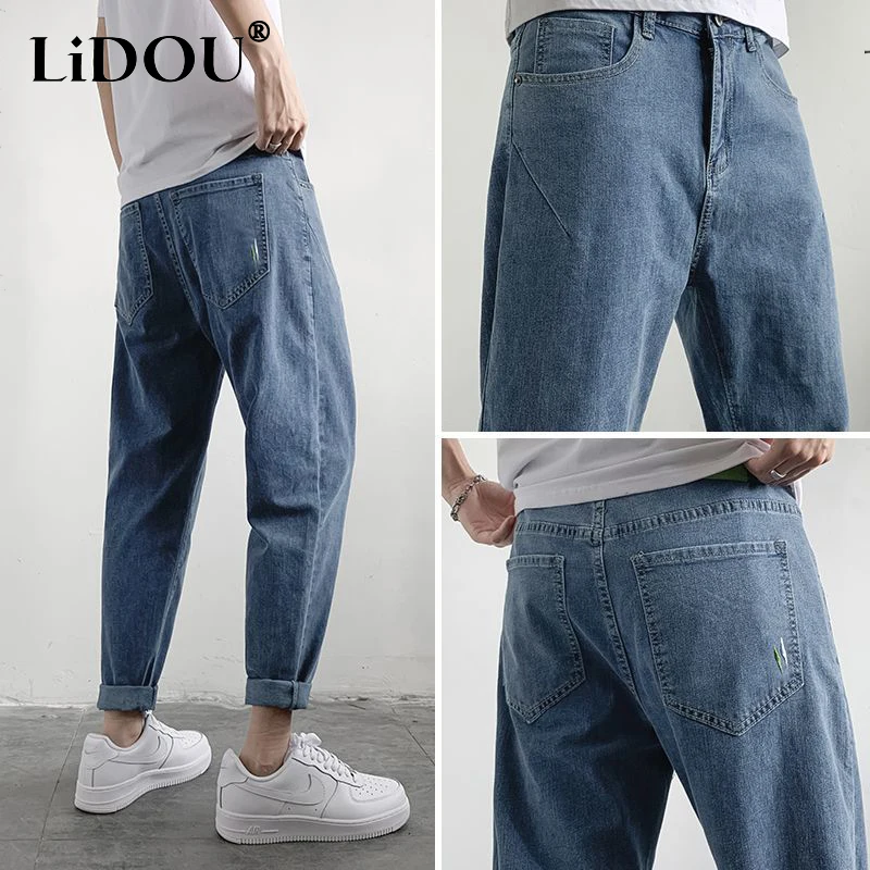 Autumn Winter New Loose Casual Lantern Jeans Male Fashion All-match Denim Pants Hombre Vintage Straight Trousers Men's Clothing