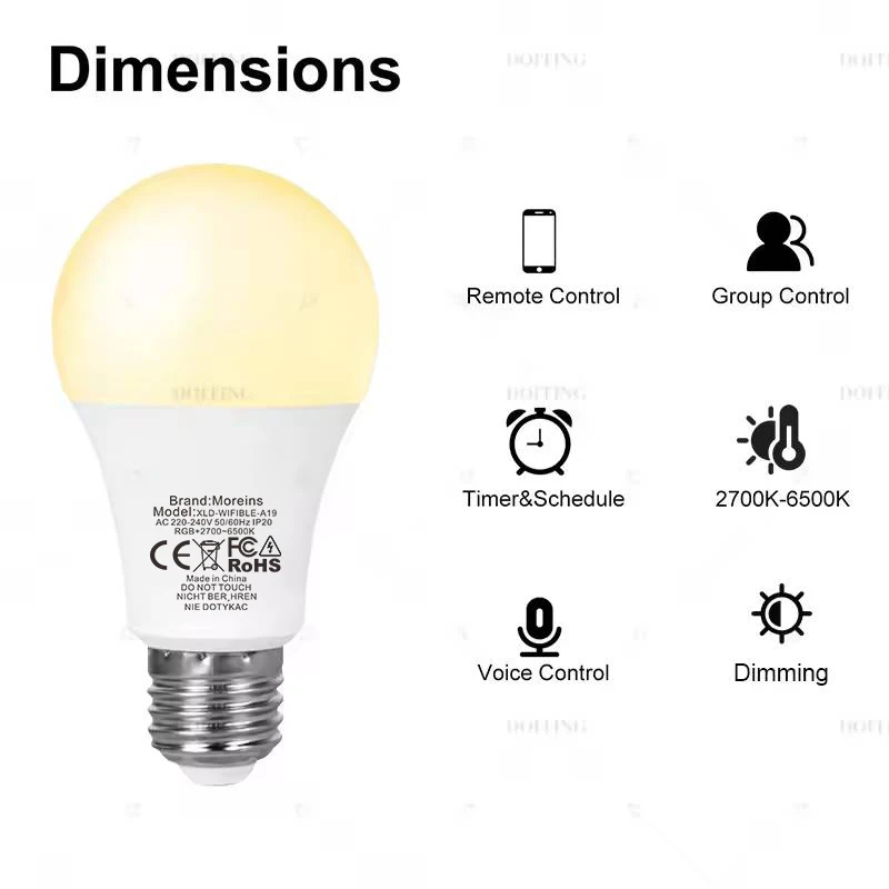 Smart Life Tuya WiFi E27 Bulb  LED Lights App Dimmable Voice Control Works With Alexa Google Assistant 220V 2700-6500K