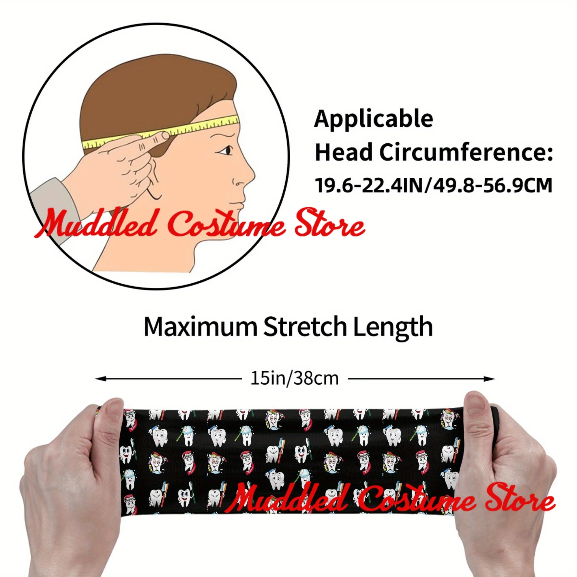 عصابة رأس لشخصية الأسنان الكرتونية، عصابة رأس رياضية لليوجا واللياقة البدنية، عصابة رأس مطاطية