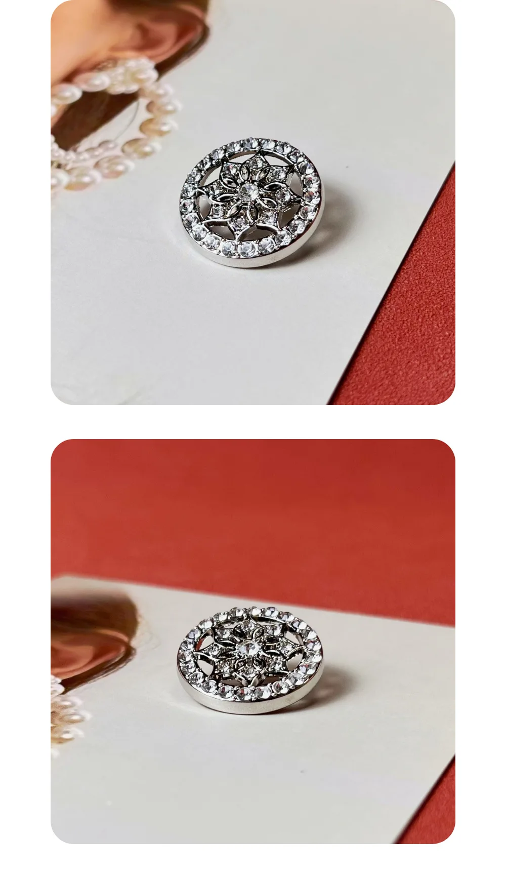 10 Stück Diamant eingelegte Blume Metallknöpfe Nähen Scrapbooking Kleidung Ledertasche DIY Handwerk Pullover Dekorativer Knopf 20MM – Detail 9