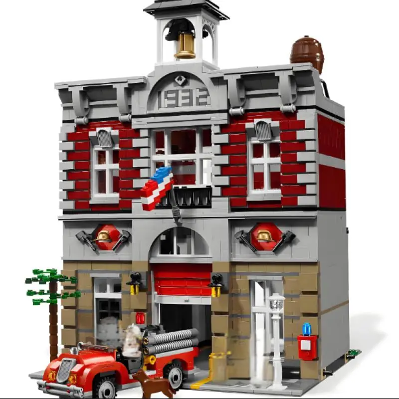 Street View Series Fire Brigade Building Blocks Educational Tools Compatible with 10197 Children\'s Model Blocks Christmas Toys