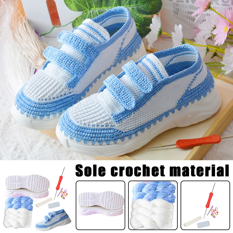 1 Set Hand-woven Hook Rubber Soles Bottom Hook Anti-kick Hollow Line DIY Summer Shoe Slippers Crocheted Material