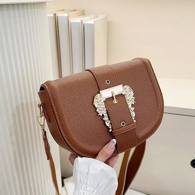 

Multicolor Retro Saddle Crossbody Bag for Women Minimalist PU Leather Versatile Commute Shoulder Bag