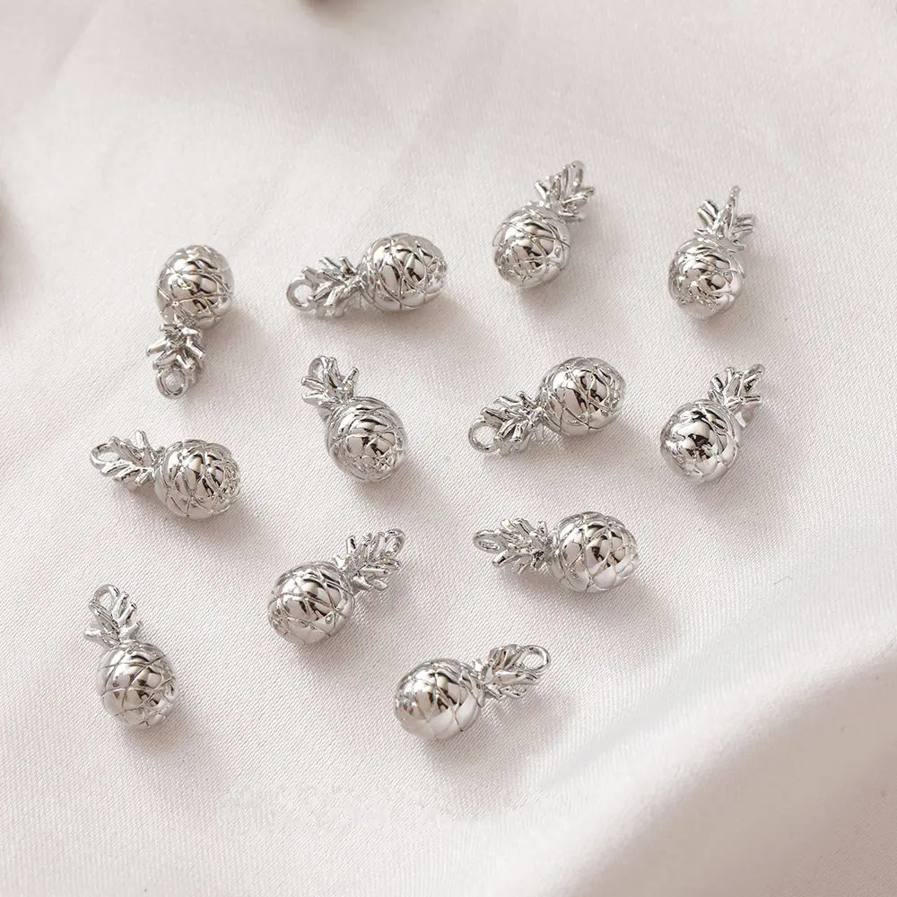 6PCS Dainty Small Pineapple Charms Fruit Charm Jewelry Making Supplies Pendant Findings DIY Brass 14k Gold Filled 6*13mm - view 4