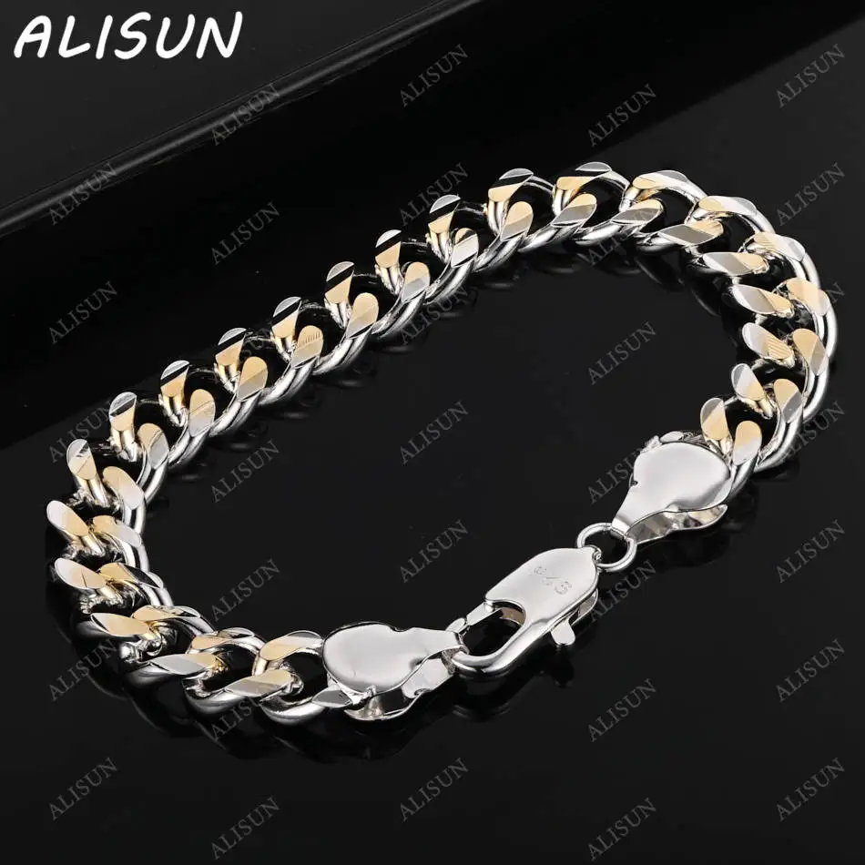 

ALISUN 925 Sterling Silver Yellow And White Chain Bracelets For Women Charm Trend Birthday Gifts Fashion Party Fine Jewelry