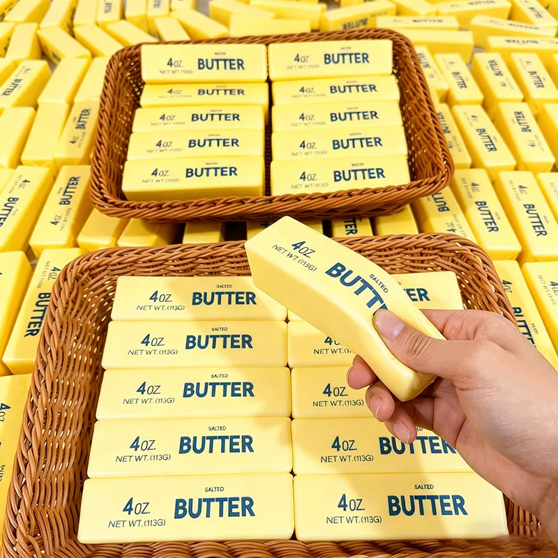 NOW ENJOY 1Pc new Soft Slow Rebound Butter Stick Squeezing Toy Realistic Butter Sticks Decompression Fidget Toys PU material