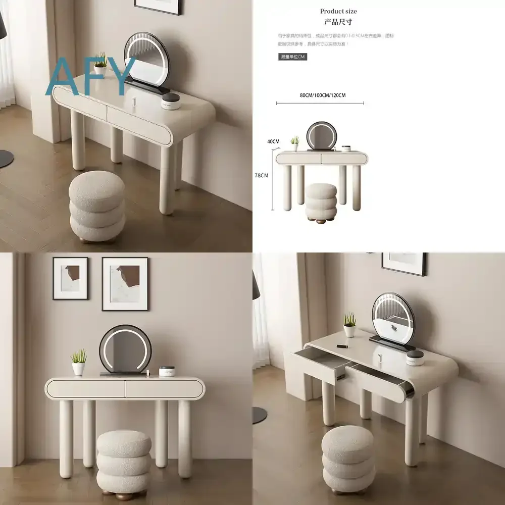 Modern Minimalist Small Black Solid Wood Dressing Table for Bedroom for Makeup Vanity for Bedside for Small Space for